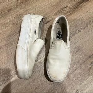 Sz 7 white platform slip on vans womens